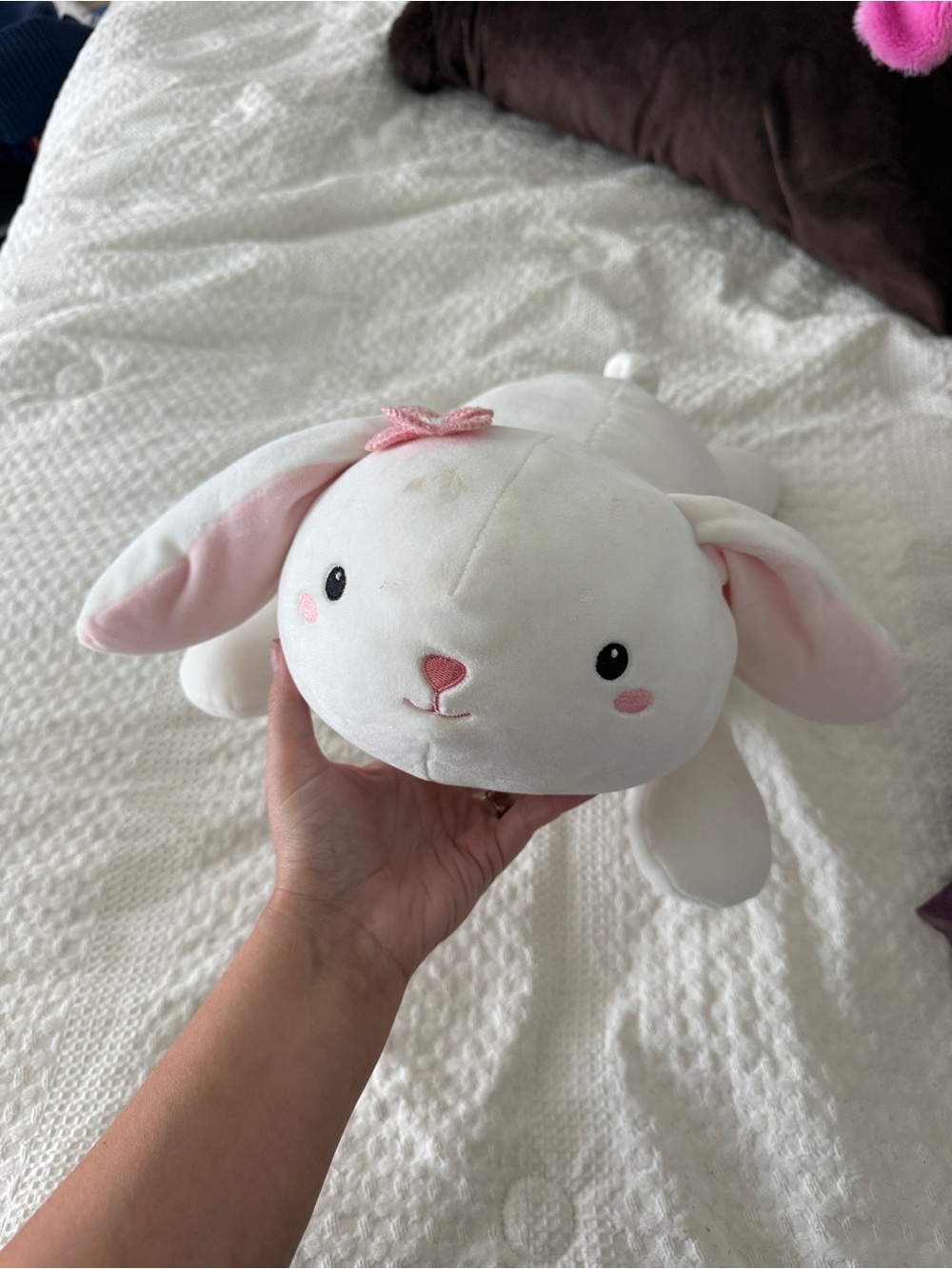 Heavy weight Plush White & Pink Bunny Toy
